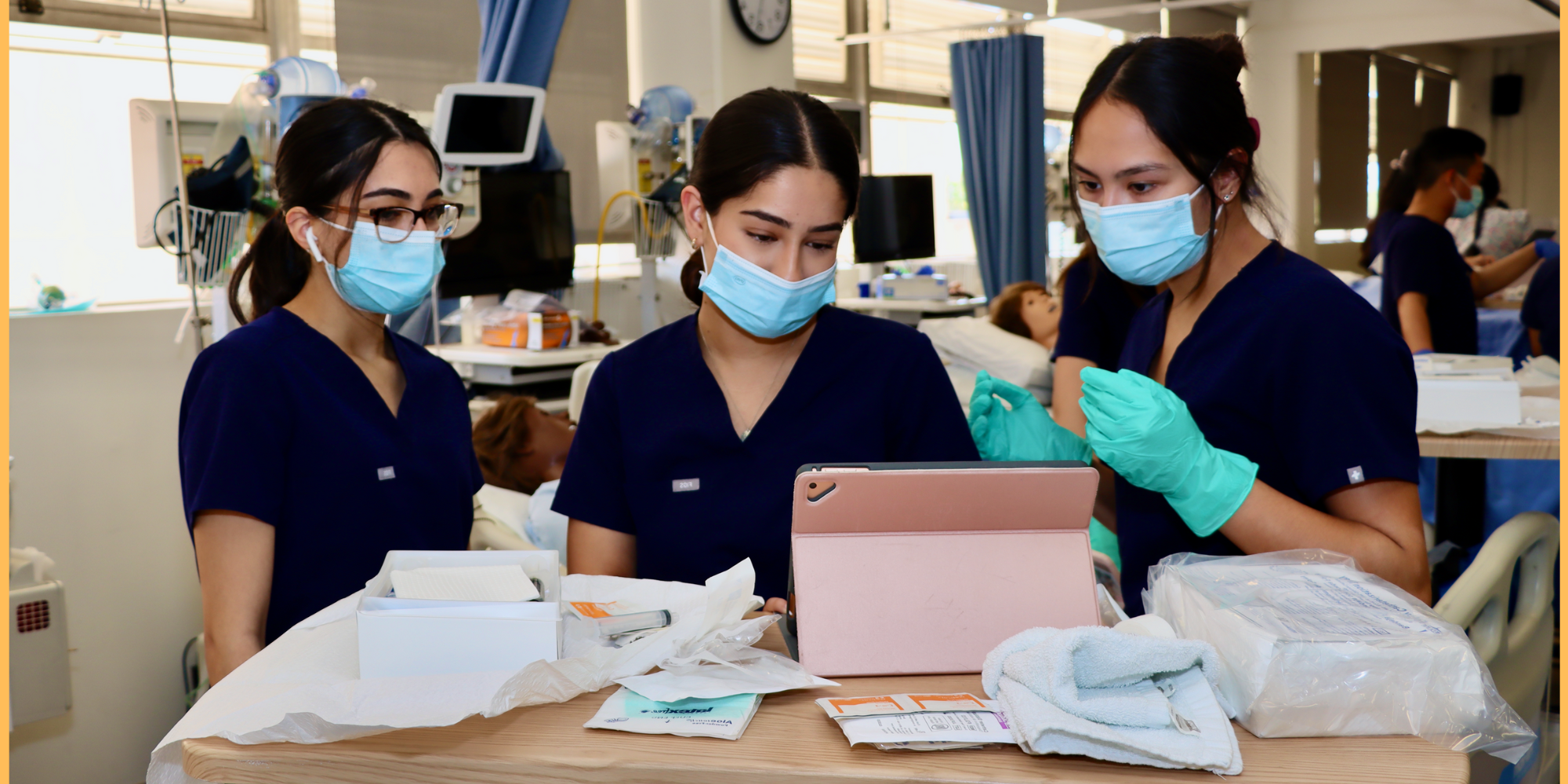 Nursing students participating in Skill Lab training. Photo credit: Joanne Delamar, 2022.